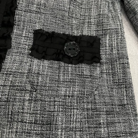 [US M]Frenz Chic Gray and Black Linen Blend Tweed Lace Jacket Hook Eye VTG - Picture 2 of 10